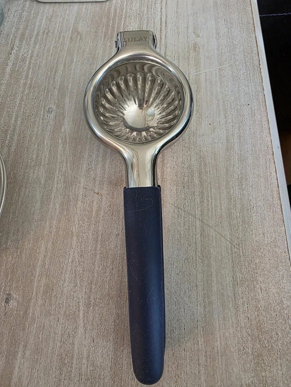 Zulay Kitchen Stainless Steel Lemon Squeezer, Blue Silicone Grips Heavy Duty NIB